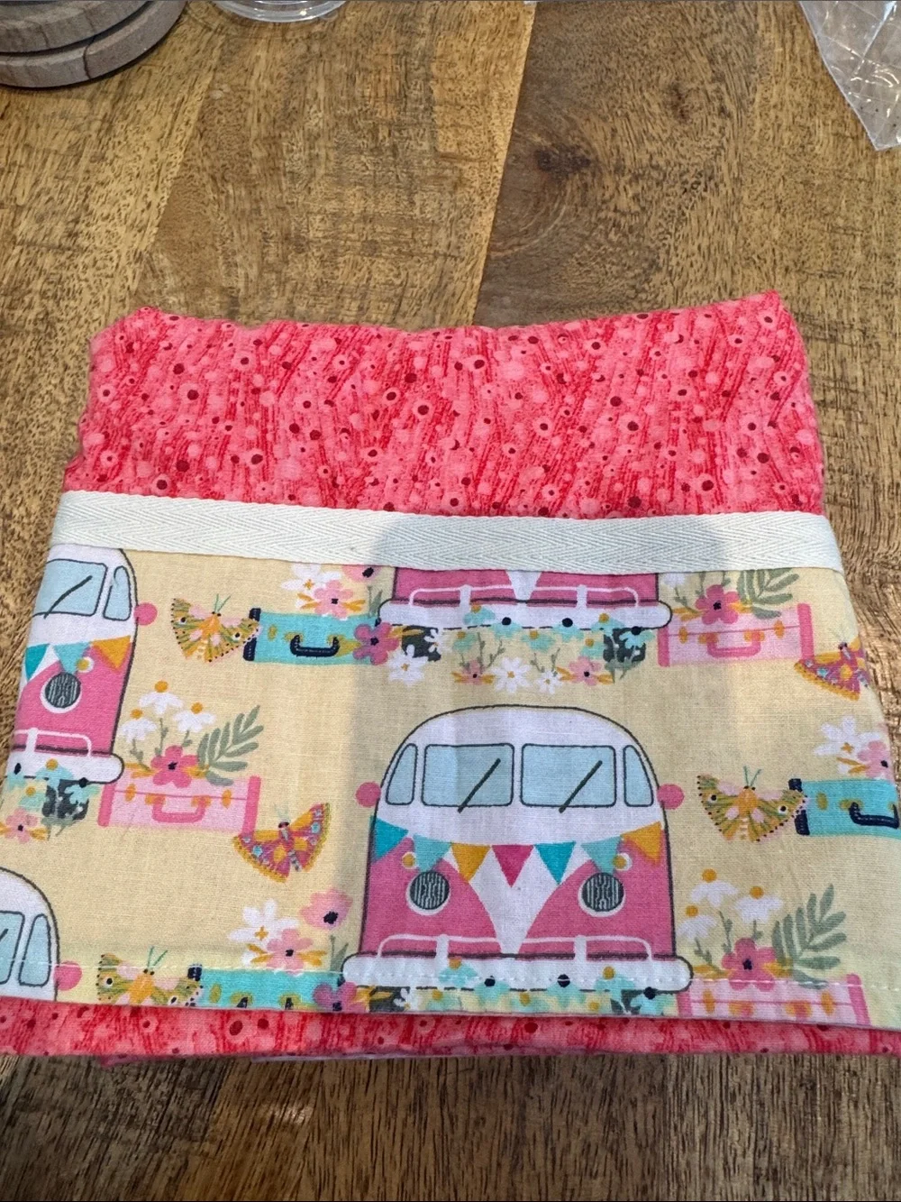 📌Pink Floral Travel Camper Pillowcase with Accent Trim